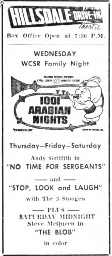 Hillsdale Drive-In Theatre - May 28 1963 Ad (newer photo)